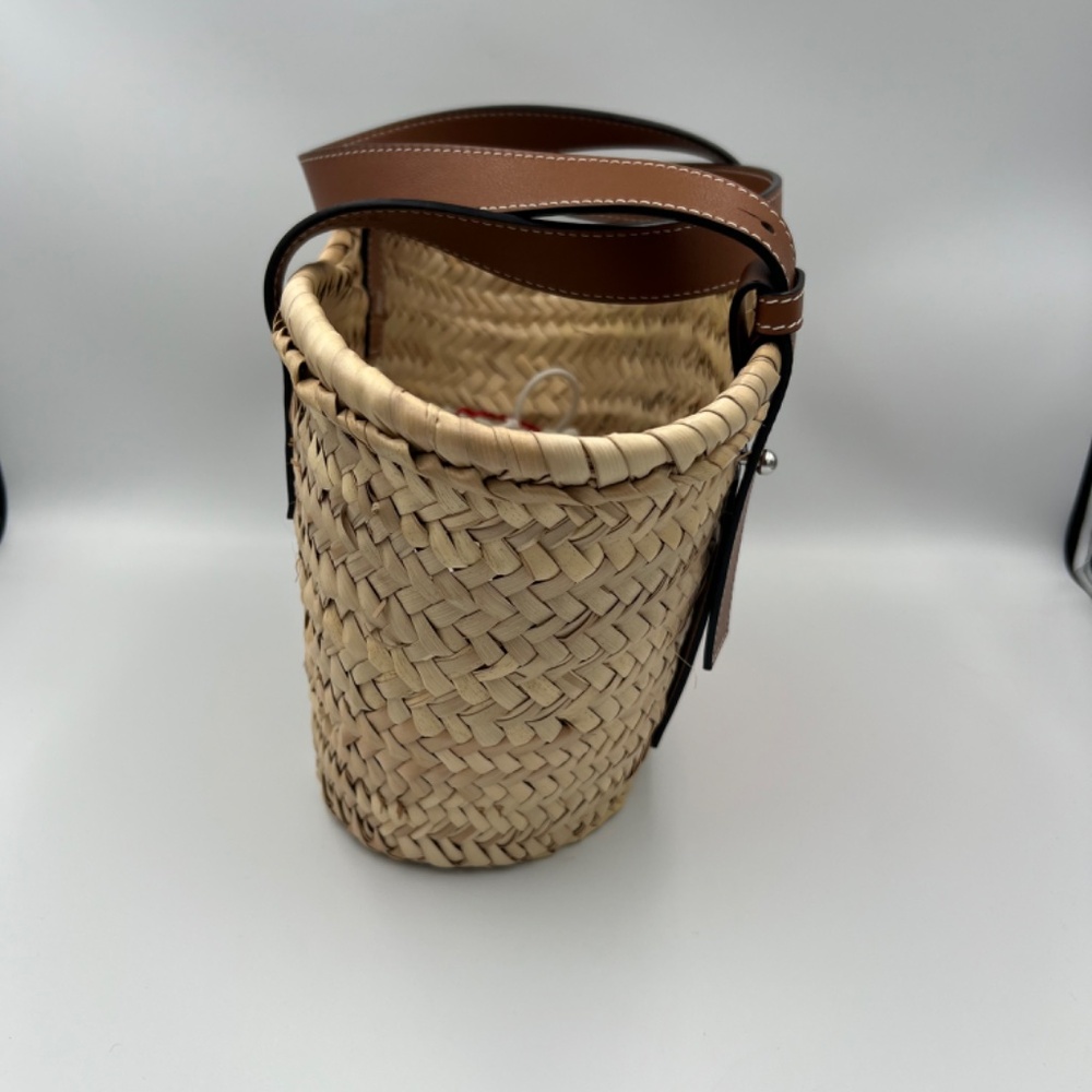LOEWE Raffia Small Basket Tote Bag Natural Orange - Picture 4 of 7